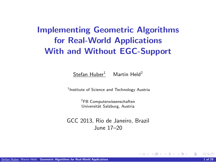 implementing geometric algorithms for real world