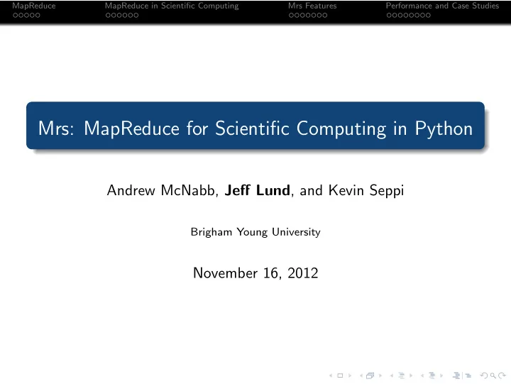 mrs mapreduce for scientific computing in python