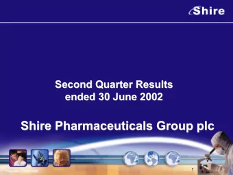Shire Pharmaceuticals Group plc  Shire Pharmaceuticals Group plc  1  Comment on the Safe