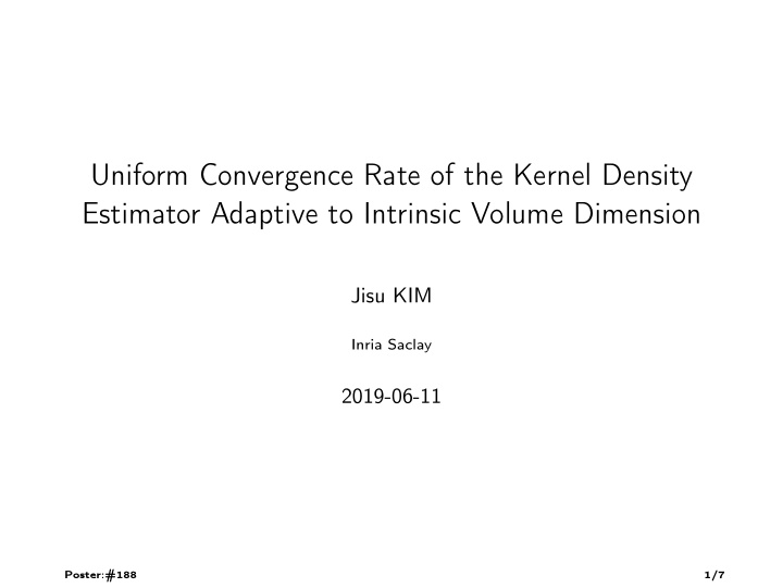 uniform convergence rate of the kernel density estimator