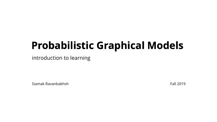 probabilistic graphical models probabilistic graphical
