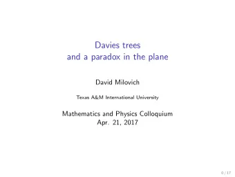 Davies trees  and a paradox in the plane  David Milovich  Texas A&amp;M International University