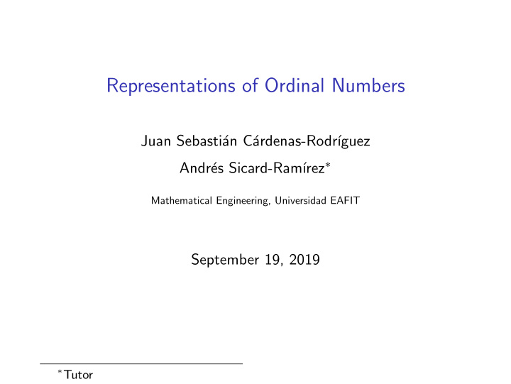 representations of ordinal numbers