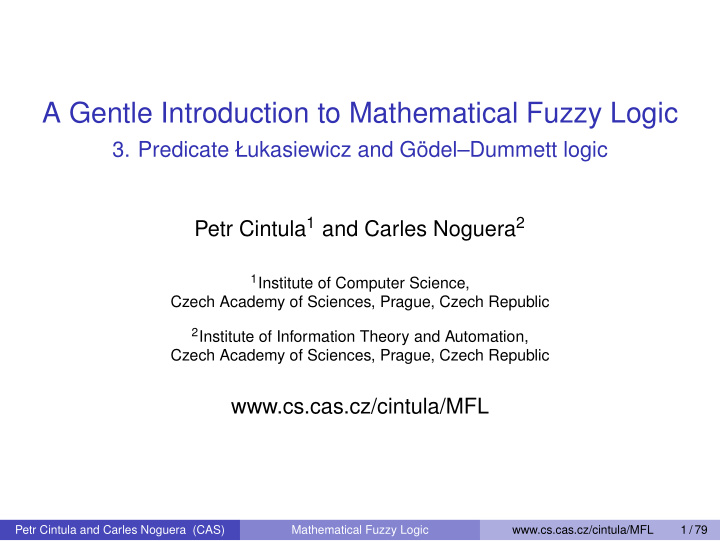 a gentle introduction to mathematical fuzzy logic