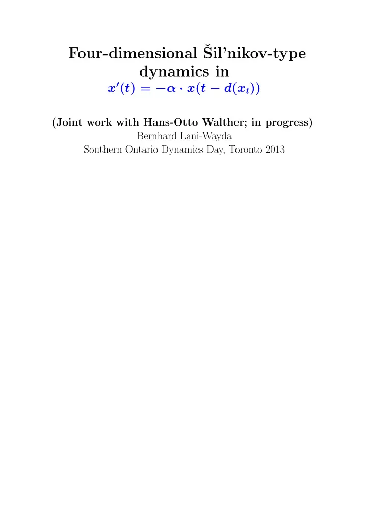 four dimensional sil nikov type dynamics in