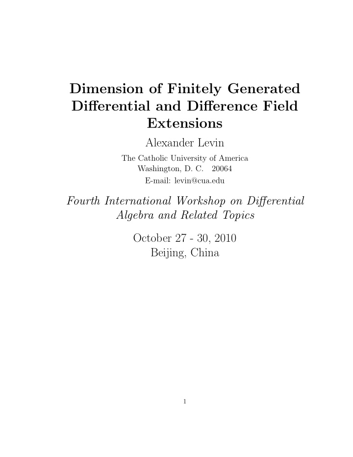 dimension of finitely generated differential and