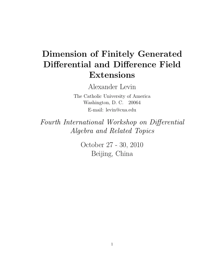 dimension of finitely generated differential and