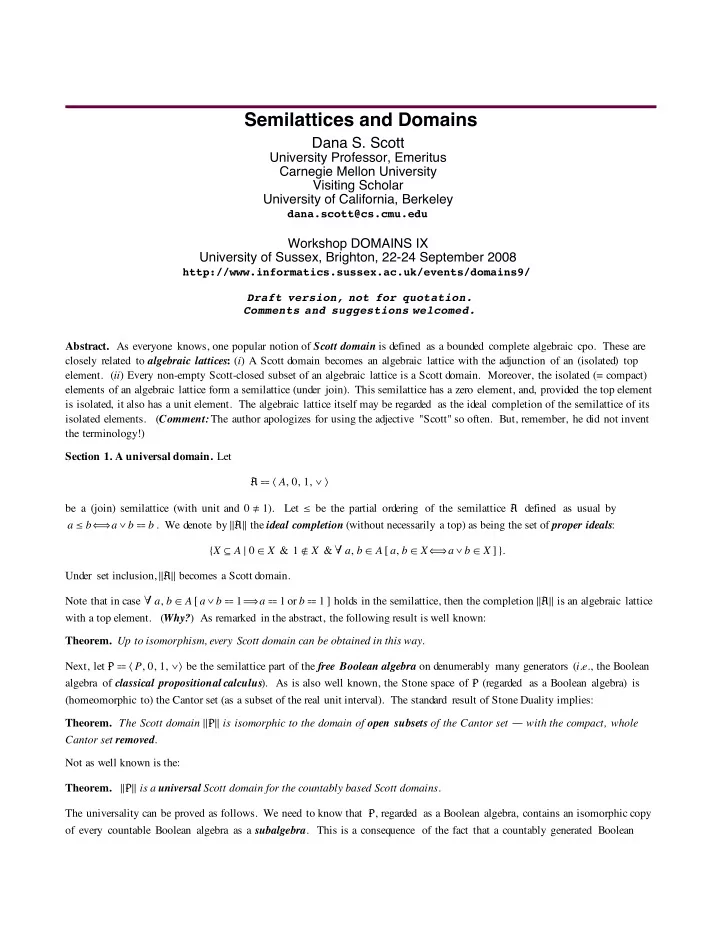 semilattices and domains