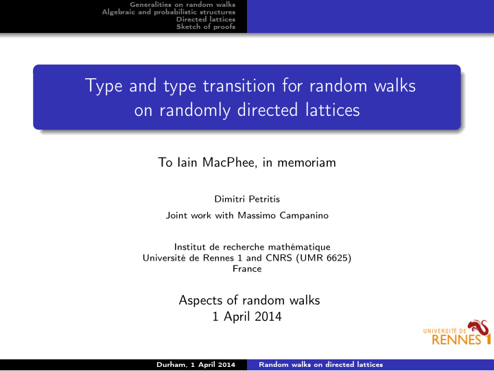 type and type transition for random walks on randomly
