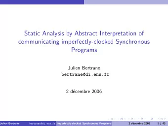 Static Analysis by Abstract Interpretation of  communicating imperfectly-clocked Synchronous