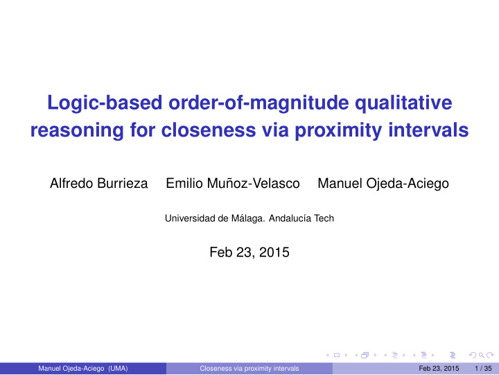 logic based order of magnitude qualitative reasoning for