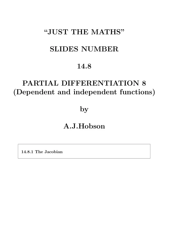 just the maths slides number 14 8 partial differentiation