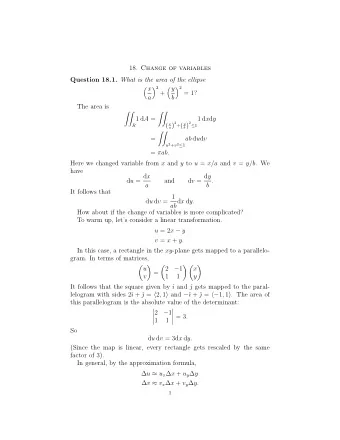18. Change of variables Question 18.1. What is the area of the ellipse  x  y  2  2  +