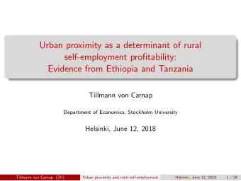 Urban proximity as a determinant of rural  self-employment profitability:  Evidence from Ethiopia
