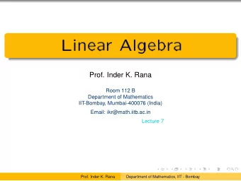r r  Prof. Inder K. Rana  Room 112 B  Department of Mathematics