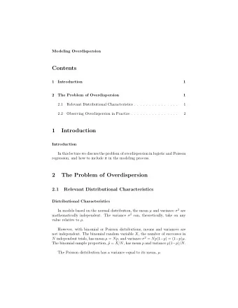 Contents  1  Introduction  1  2  The Problem of Overdispersion  1  2.1  Relevant Distributional
