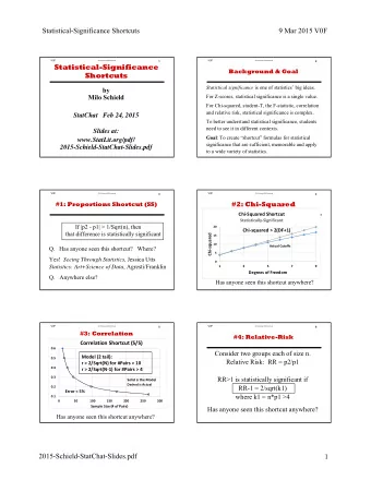 Statistical-Significance  Background &amp; Goal  Shortcuts Statistical significance is one of