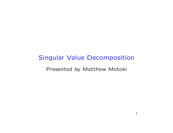 singular value decomposition
