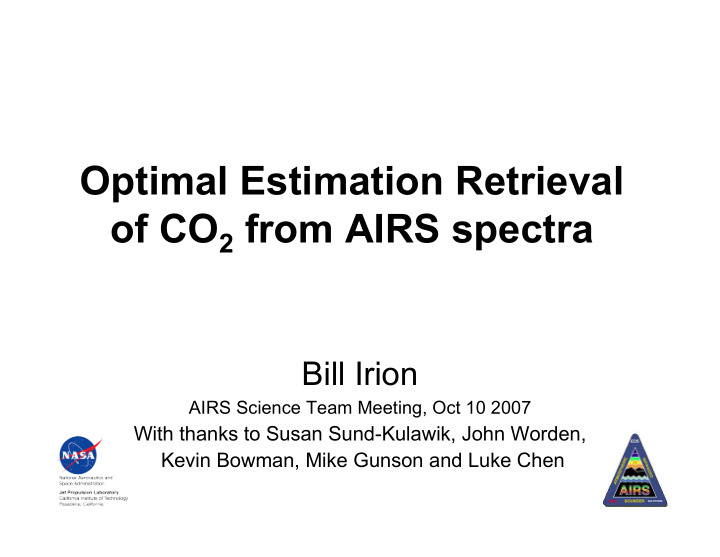 optimal estimation retrieval of co 2 from airs spectra