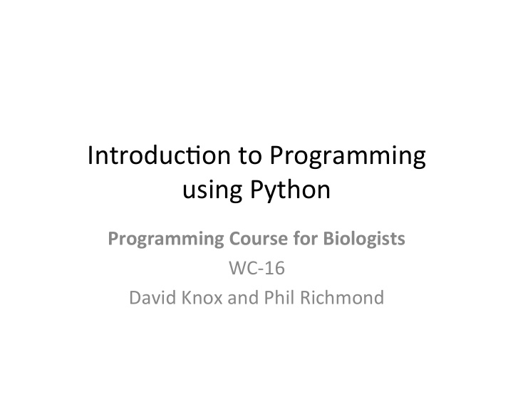 introduc on to programming using python