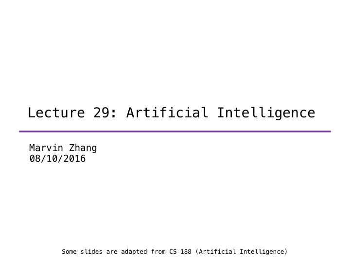 lecture 29 artificial intelligence