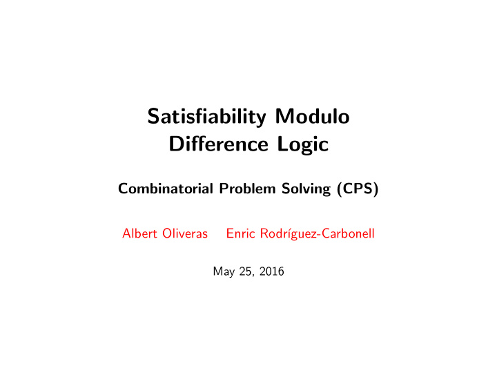 satisfiability modulo difference logic