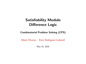 Satisfiability Modulo  Difference Logic  Combinatorial Problem Solving (CPS)  Albert Oliveras