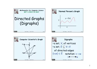 Directed Graphs  y = f(x)  y  (Digraphs)  x  Albert R Meyer  March 15, 2013  digraphs.1  Albert R