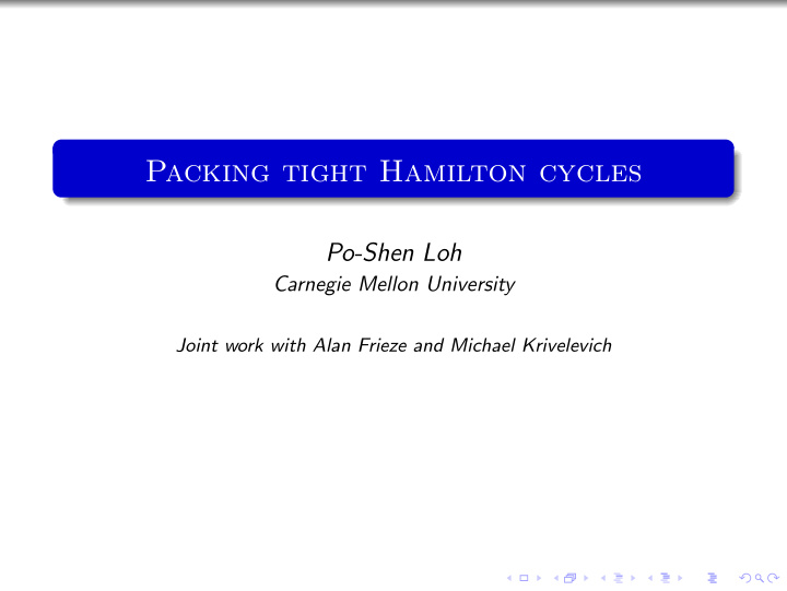 packing tight hamilton cycles