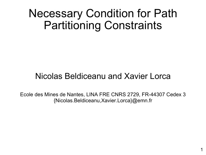 necessary condition for path partitioning constraints