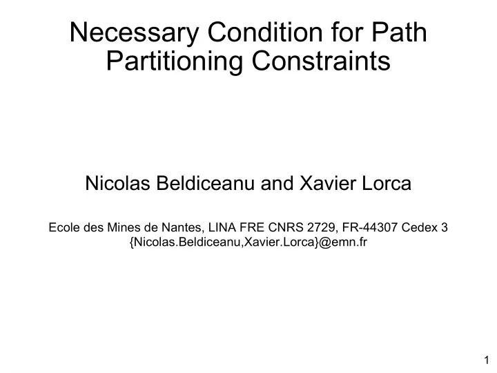 necessary condition for path partitioning constraints