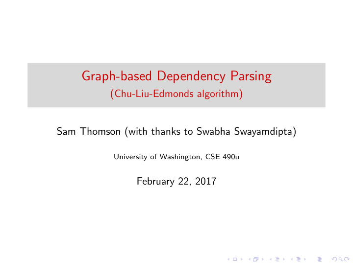 graph based dependency parsing