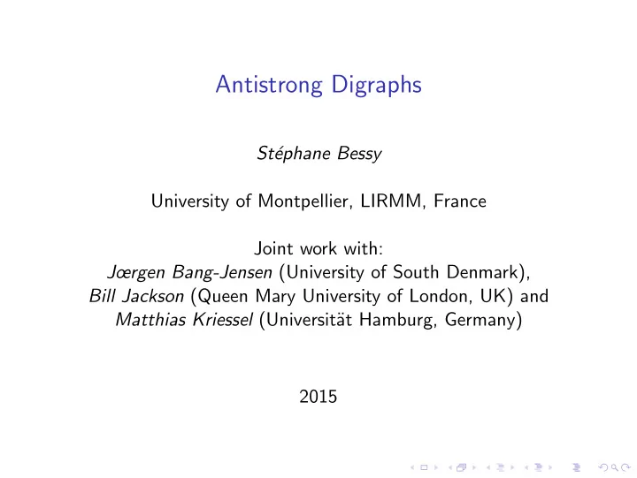 antistrong digraphs
