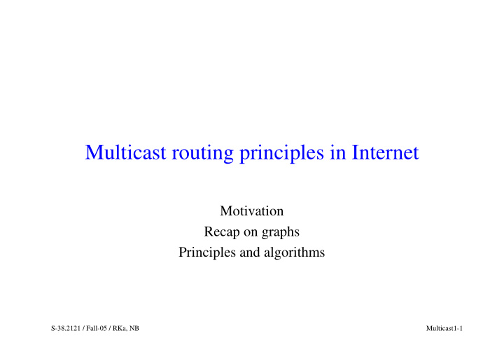 multicast routing principles in internet