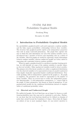 CS 6782: Fall 2010  Probabilistic Graphical Models  Guozhang Wang  December 10, 2010  1