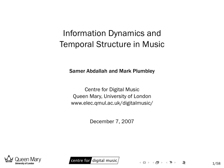 information dynamics and temporal structure in music