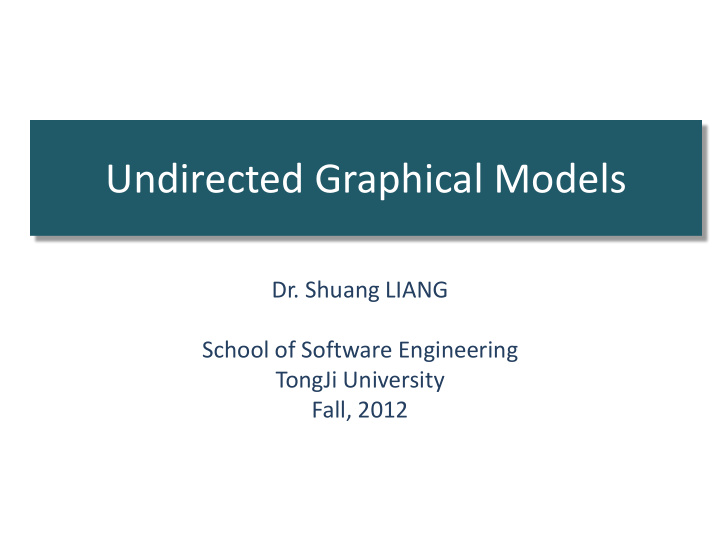 undirected graphical models