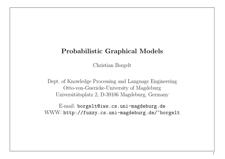probabilistic graphical models