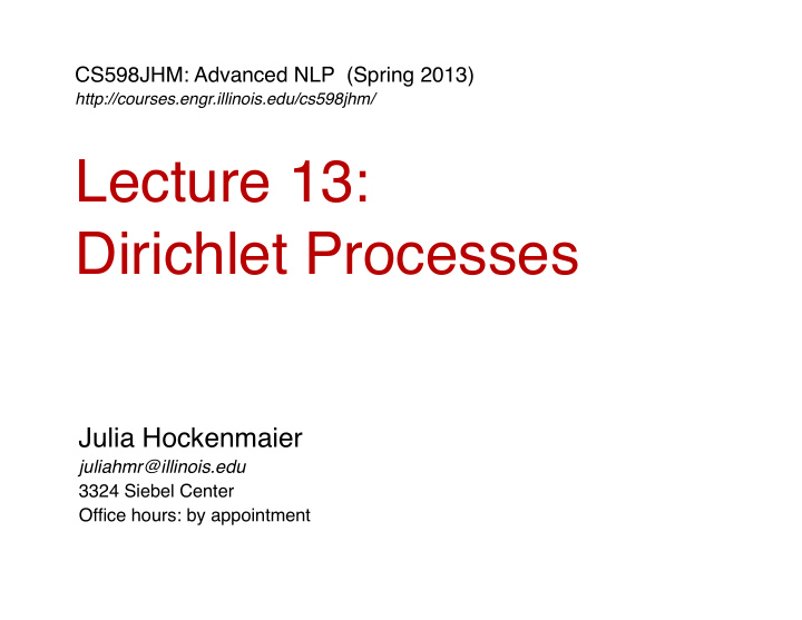 lecture 13 dirichlet processes
