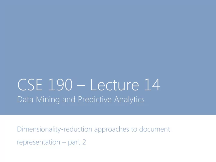 cse 190 lecture 14