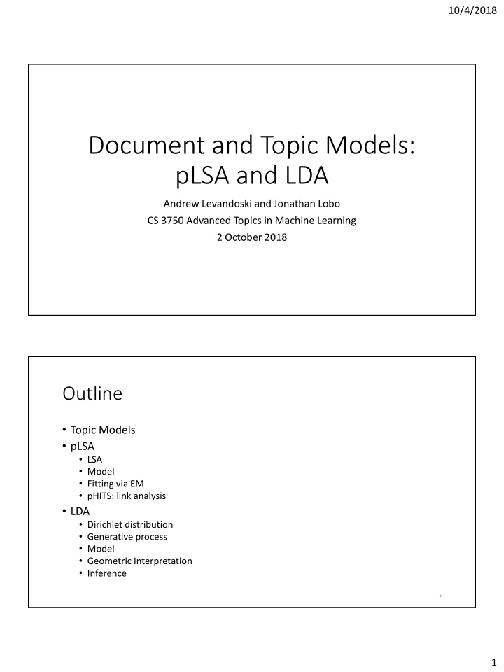 document and topic models plsa and lda