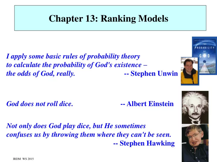 chapter 13 ranking models