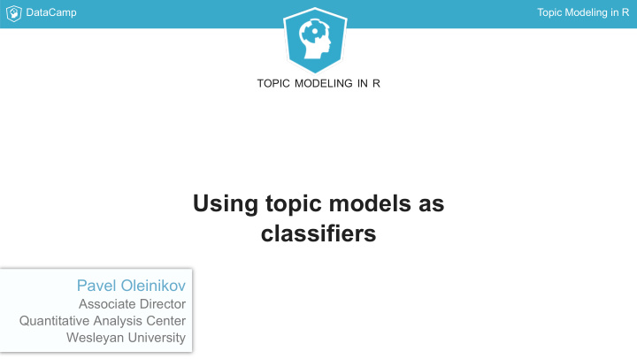 using topic models as classifiers