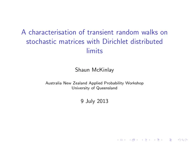 a characterisation of transient random walks on