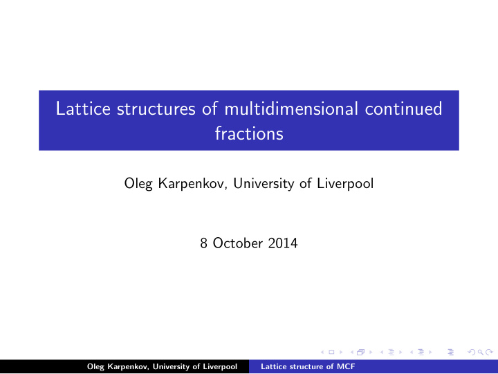 lattice structures of multidimensional continued fractions