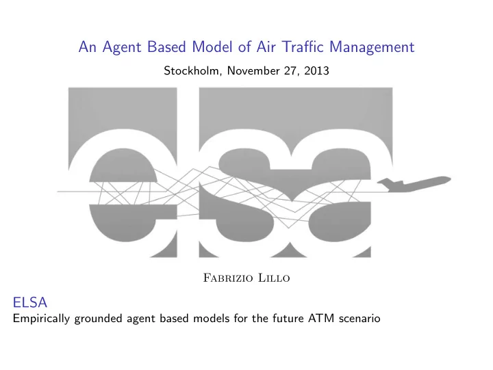 an agent based model of air tra ffi c management