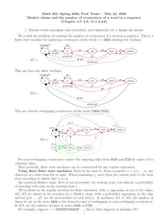 Math 283, Spring 2006, Prof. Tesler  May 22, 2006  Markov chains and the number of occurrences
