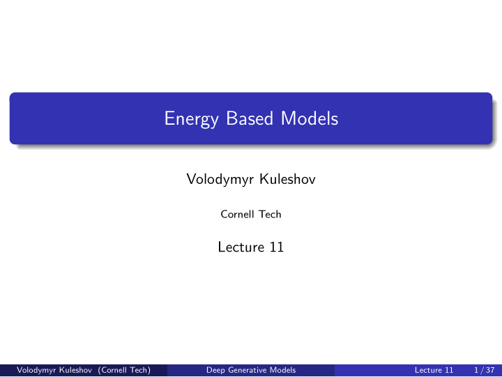 energy based models