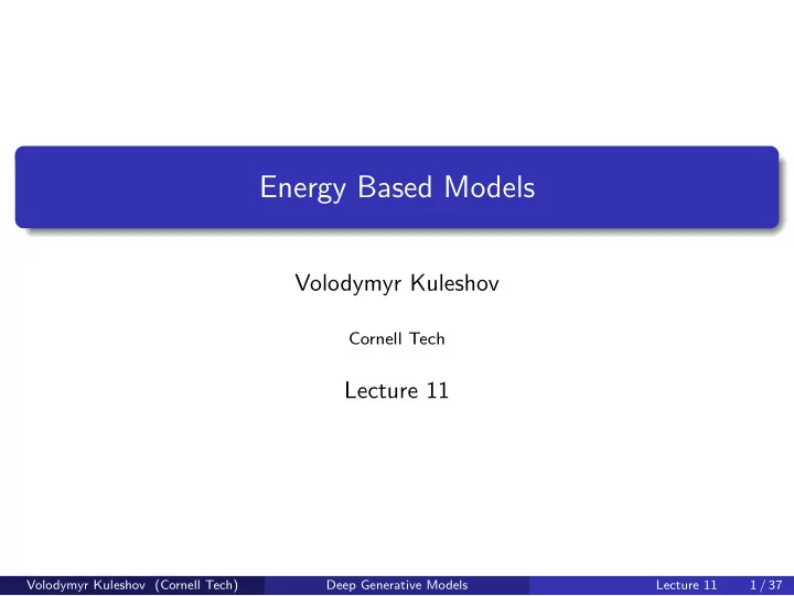 energy based models