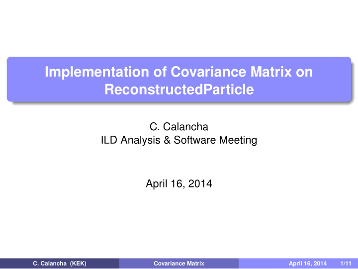 implementation of covariance matrix on
